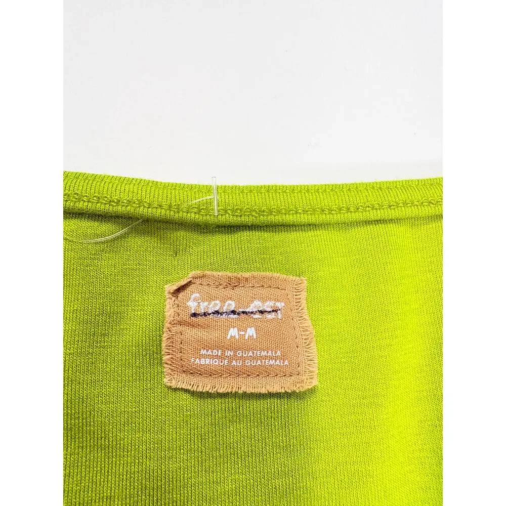 Y2K Boho Luxe Ruched Side Tie Mini Dress Chartreuse Free-est Free People M